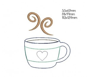 Stickdatei - Kaffeetasse Herz